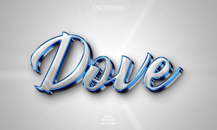 Бесплатный PSD эффект редактируемого текста dove 3d