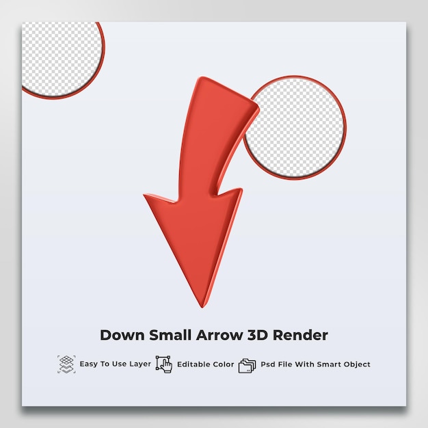 Down small arrow 3d render