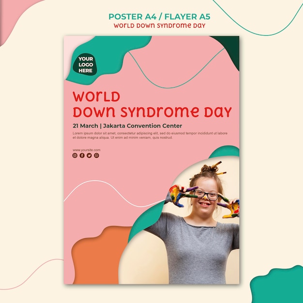 Free PSD down syndrome day poster style