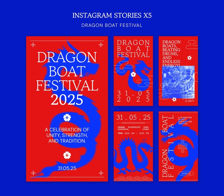 Free PSD dragon boat festival instagram stories template design