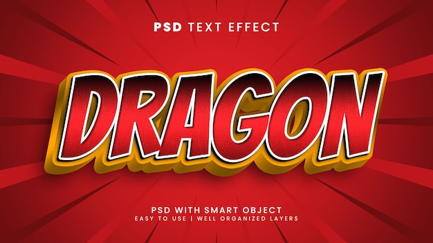 Dragon editable text effect in asia and china text style