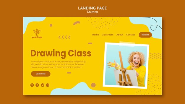 Free PSD drawing class landing page design