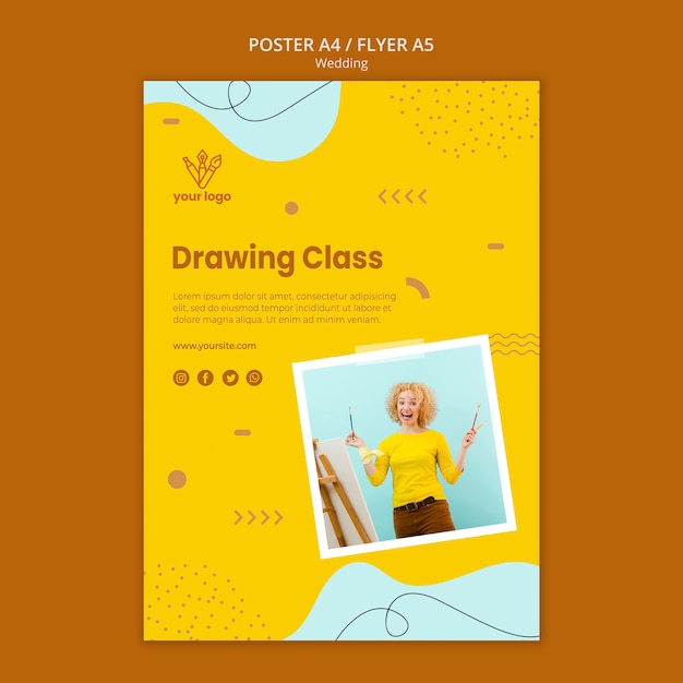 Free PSD Drawing class poster design template, Download for PSD