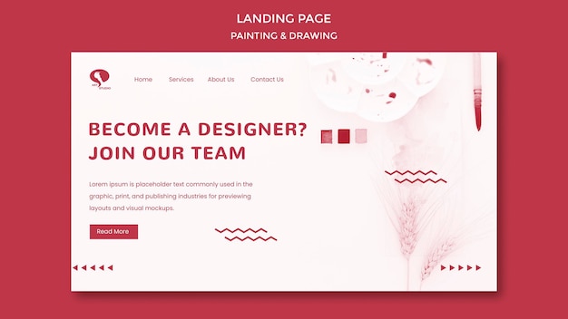 Drawing and painting landing page template