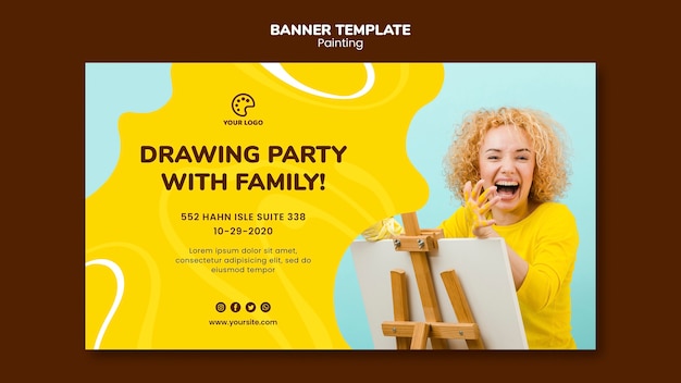 Free PSD drawing party with family template