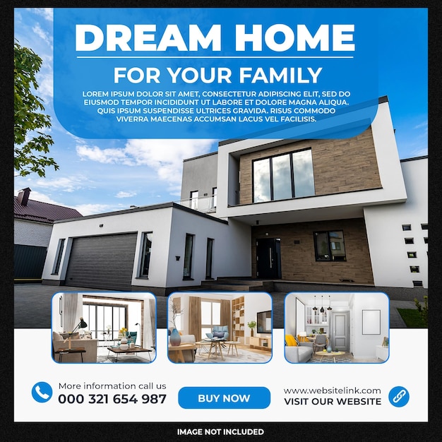 Dream home for sale real estate social media post template design