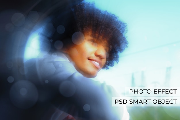 Free PSD dreamy motion blur photo effect