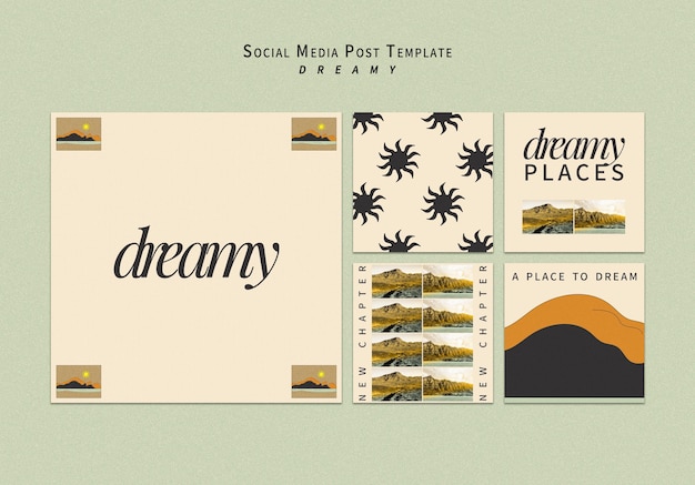 Free PSD dreamy places social media posts template