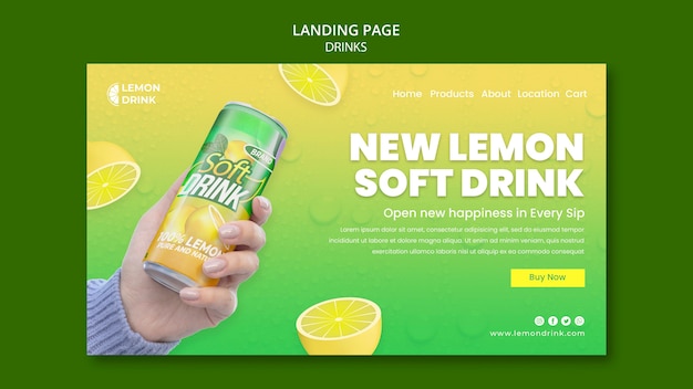 Free PSD drink landing page template design