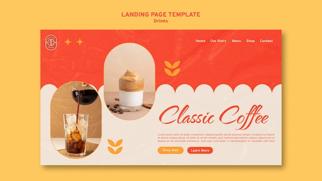 Free PSD drink landing page template