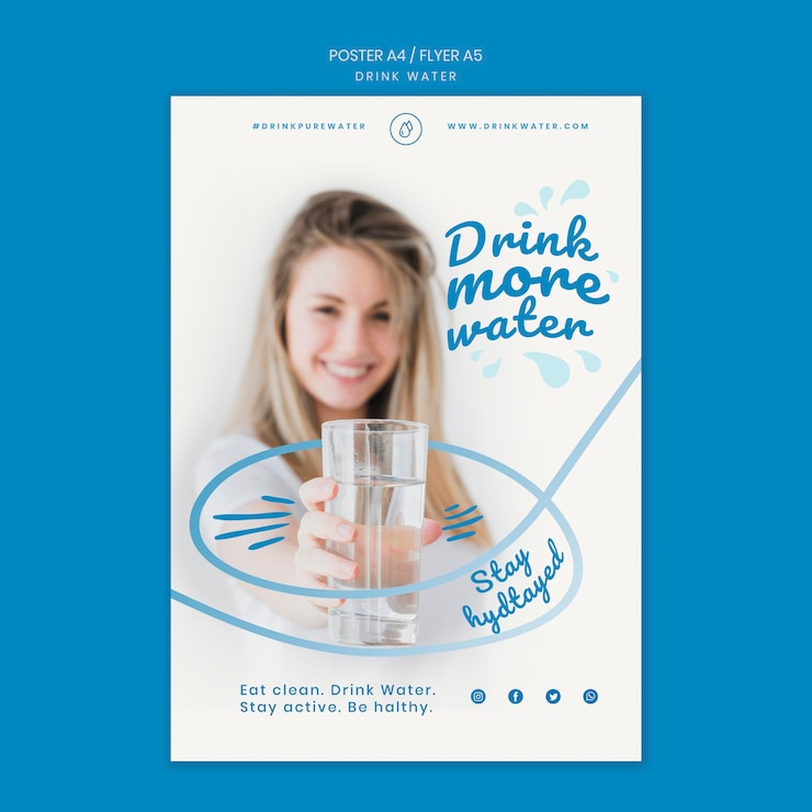Free PSD drink water concept banner template