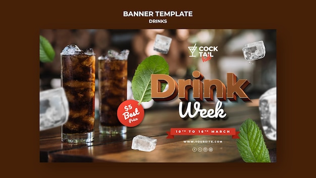 Free PSD drink week banner template
