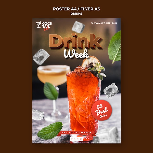 Drink week event poster template