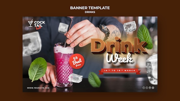 Drink week  horizontal banner template