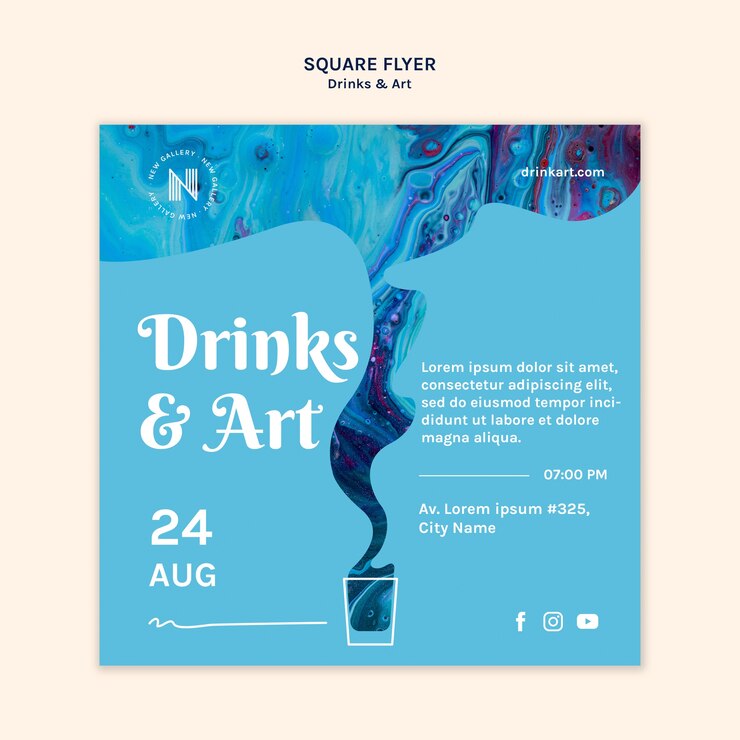 मुफ़्त PSD drinks & art flyer template design