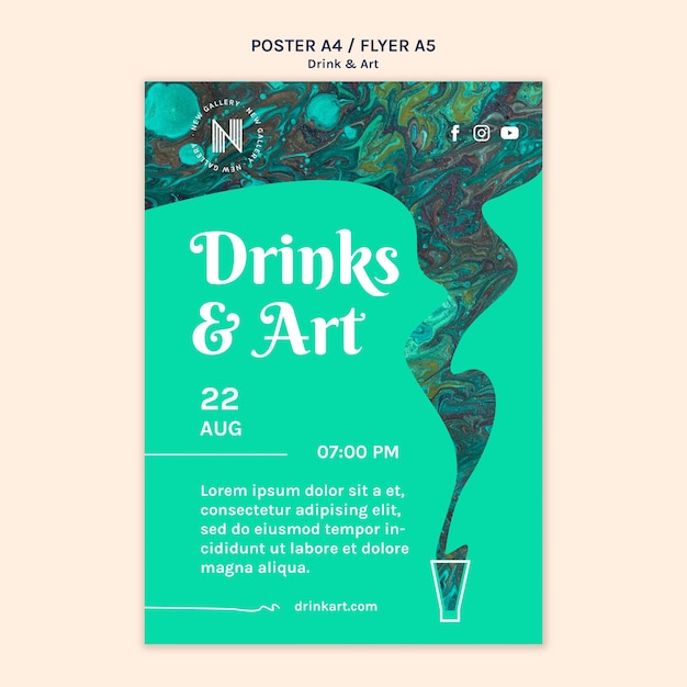 Free PSD drinks & art poster template theme
