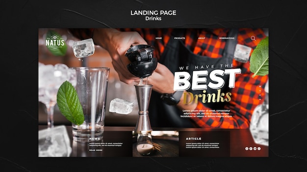 Drinks concept landing page template