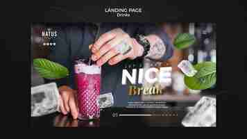 Free PSD drinks concept landing page template