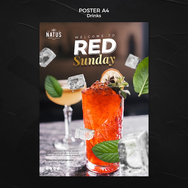 Free PSD drinks concept poster template