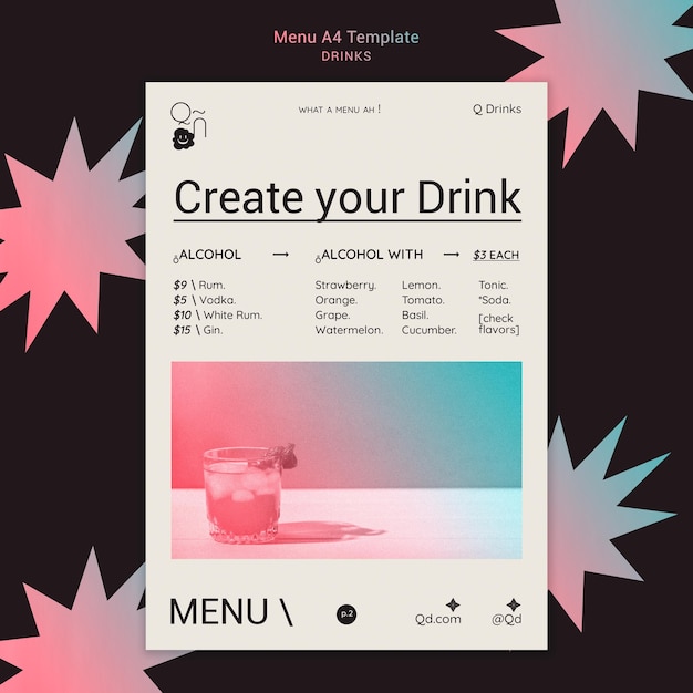 Free PSD drinks menu template