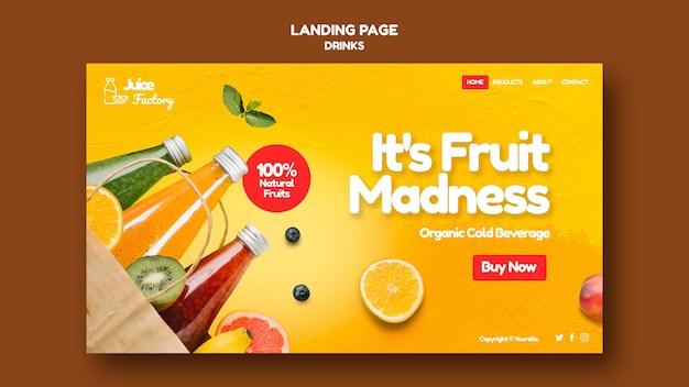 Free PSD drinks offer landing page