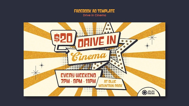 Free PSD drive in cinema facebook template