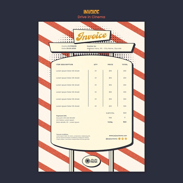 Free PSD drive in cinema invoice template