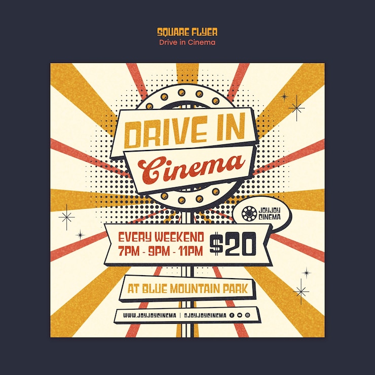 Free PSD drive in cinema square flyer template