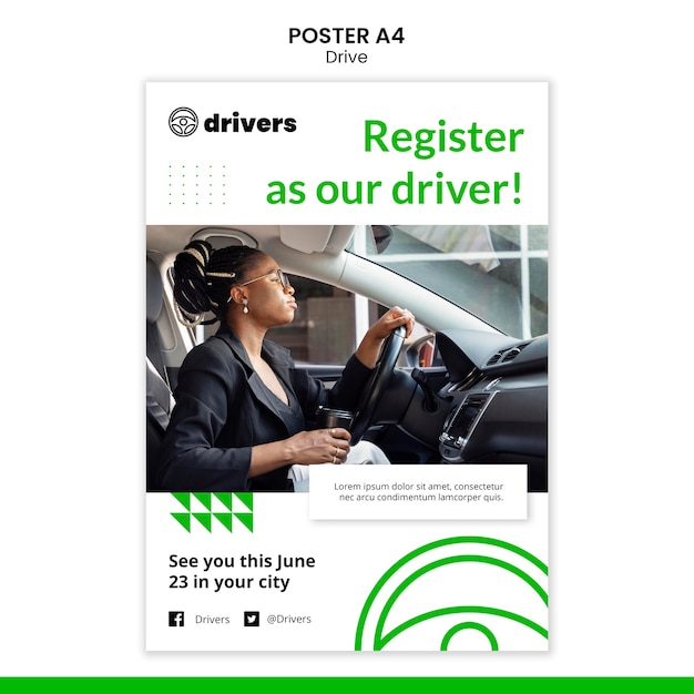 PSD gratuito modello di poster del driver