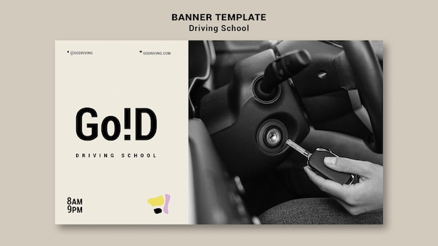 Driving school banner design template