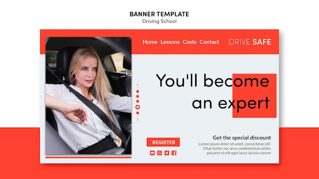 Free PSD driving school banner template