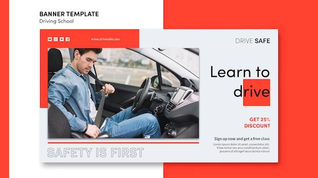 Driving school banner template