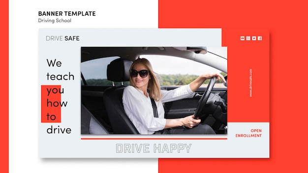 Driving school banner template