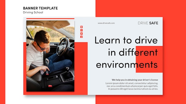 Driving school banner template