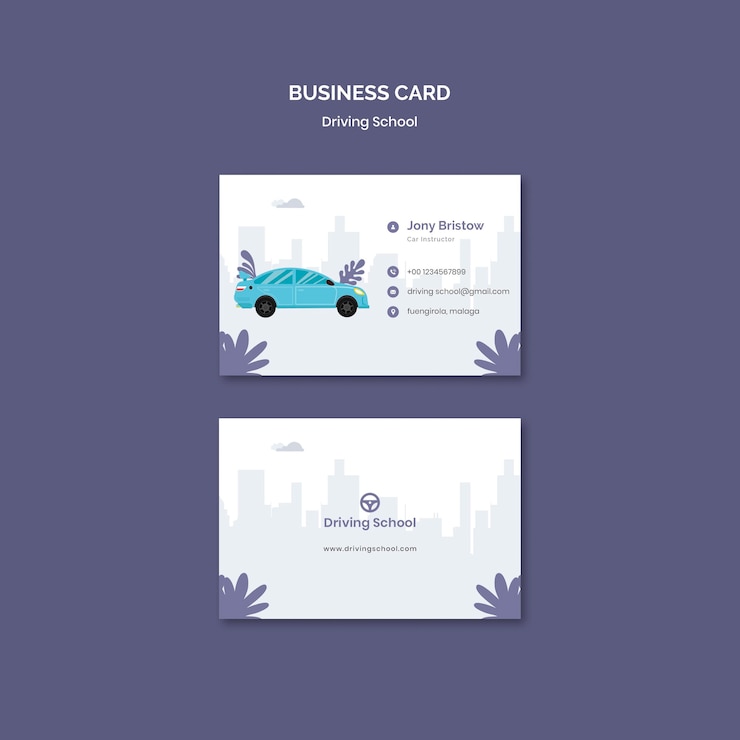 無料PSD 自動車教習所の名刺テンプレート