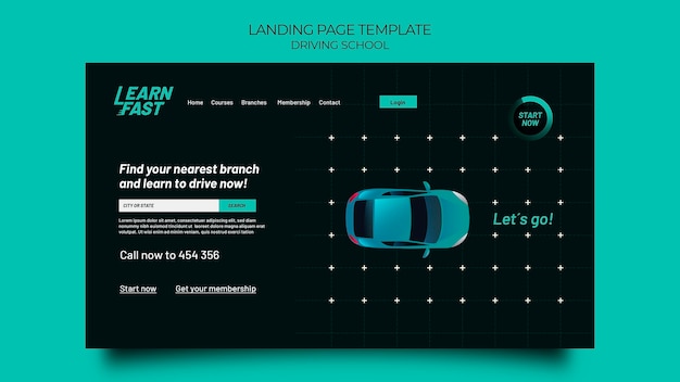 Driving school landing page template