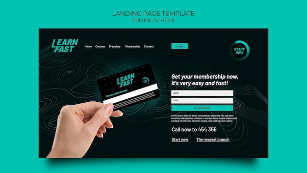 Free PSD driving school landing page template