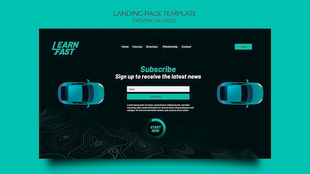 Free PSD driving school landing page template