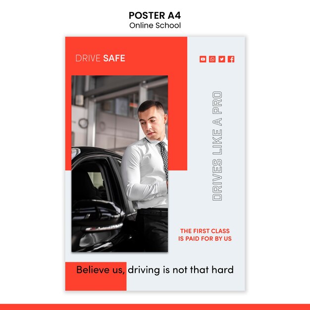 Driving school poster template