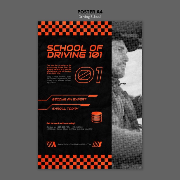 Free PSD driving school poster template