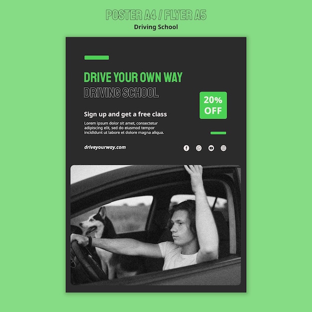 Free PSD driving school poster template