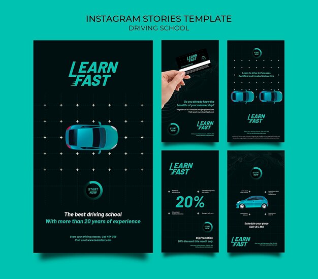 Driving school social media stories