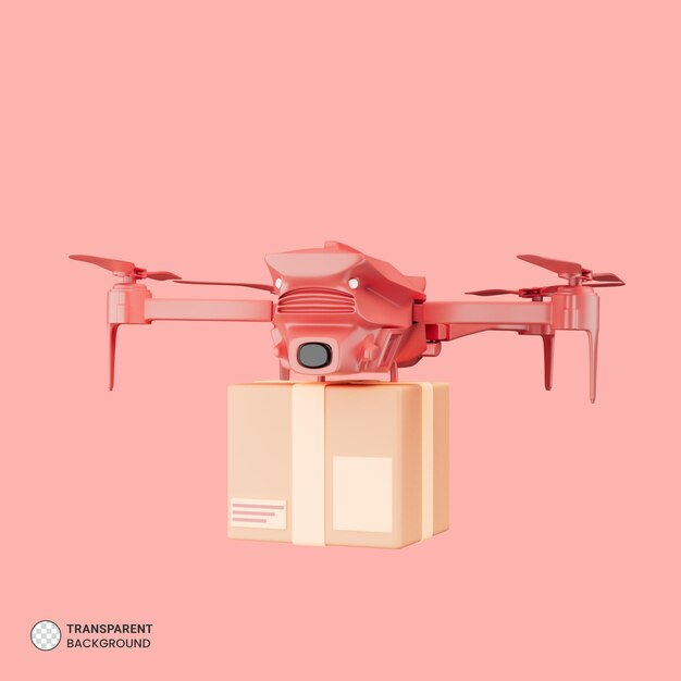 Free PSD drone delivery box icon 3d rendering