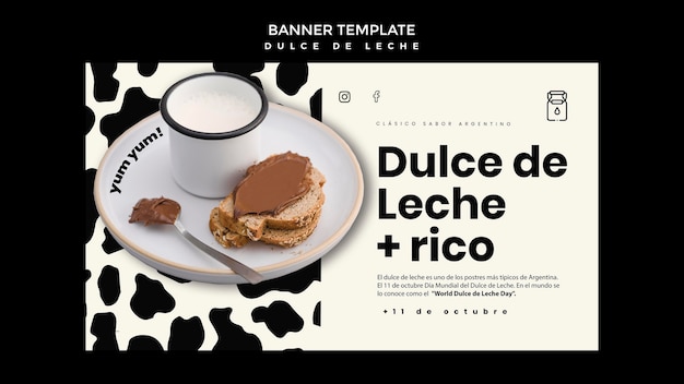 無料PSD dulce de lecheコンセプトバナーテンプレート