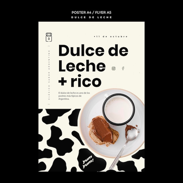 Free PSD dulce de leche concept flyer template