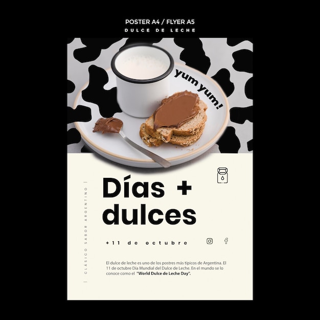 Free PSD dulce de leche concept flyer template