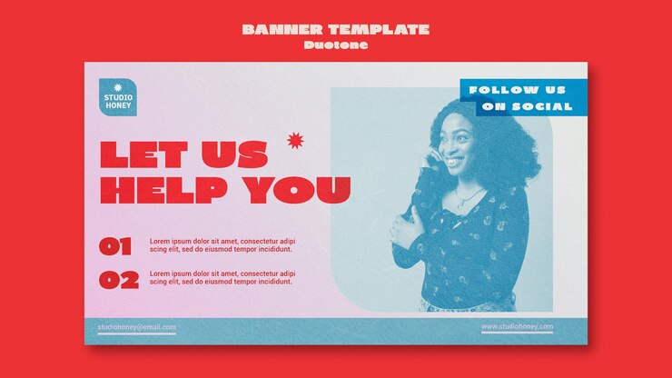 Free PSD duotone business banner template
