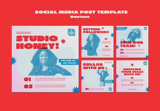 Duotone business social media posts