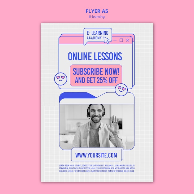 Free PSD duotone e-learning design template