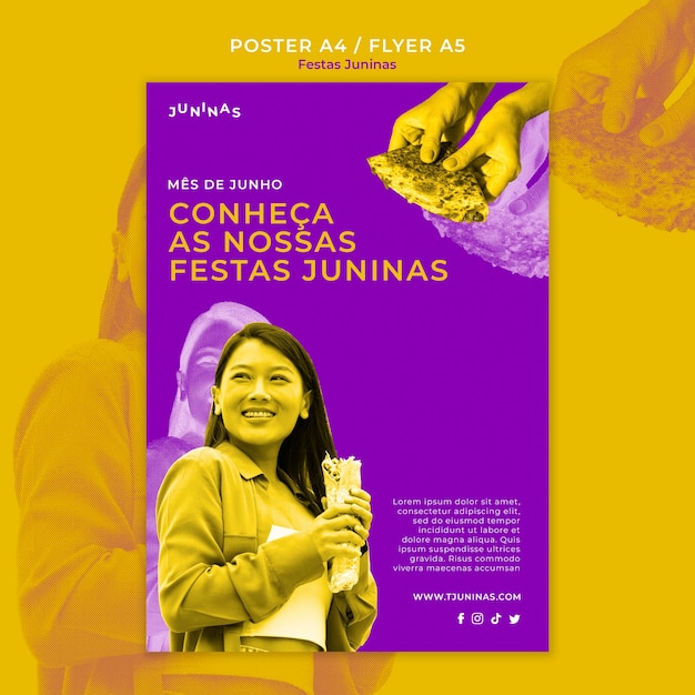 Free PSD duotone festas juninas poster template